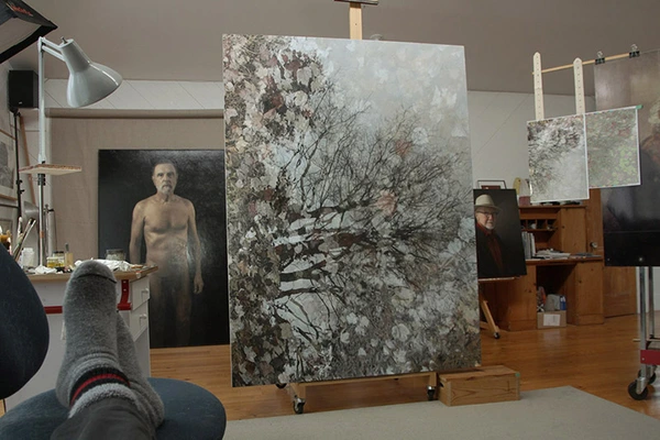 thumbnail link May 2021, feet up, view of my studio from my easy chair