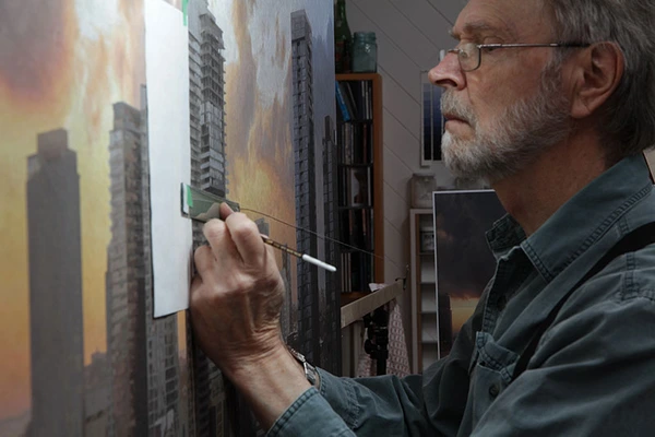 thumbnail link Tightening up the perspective on Uptown.  The ruler is attached to a string, the other end of the string is attached to the vanishing point